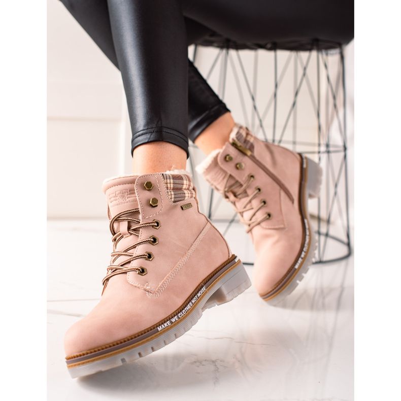 Goodin Tramperos aislados hechos de cuero ecológico rosa 1