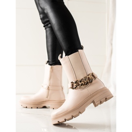 TRENDI Botas altas con cadena beige 2 TRENDI Botas altas con cadena beige 2
