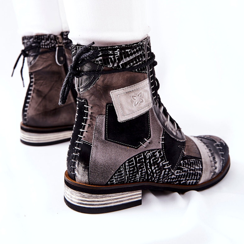 Botas Jodhpur de cuero gris Maciejka 05095-03 negro 2