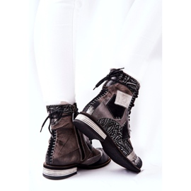 Botas Jodhpur de cuero gris Maciejka 05095-03 negro 3