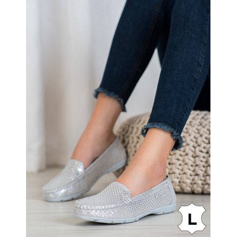 Goodin Mocasines de Piel Plateados gris 1