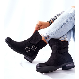 POTOCKI Botas Renisse de ante negro con hebillas 1