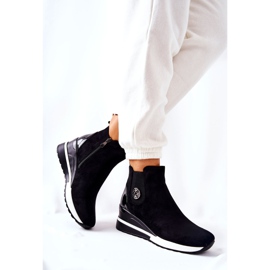 POTOCKI Botas negras de ante en cuña Lunelle negro 6