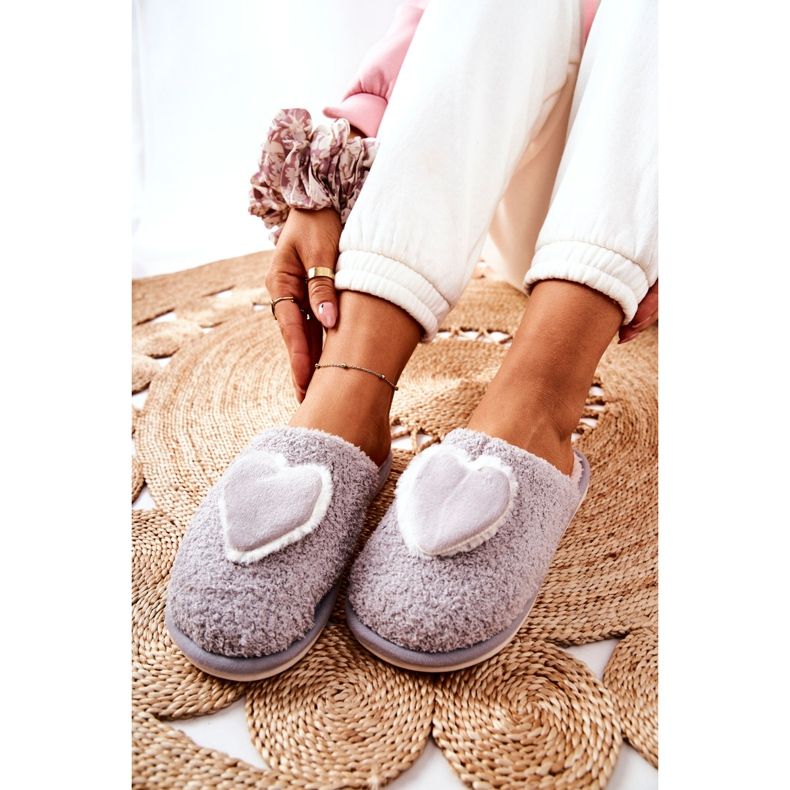 Pantuflas grises Heartbeat para mujer 2