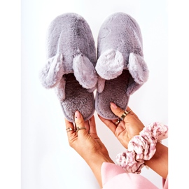 Pantuflas De Piel Con Orejas Gris Thorpe 1