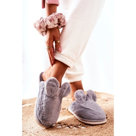 Pantuflas De Piel Con Orejas Gris Thorpe 5