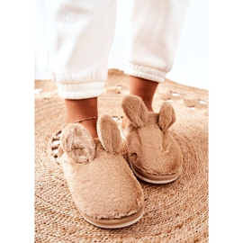 Pantuflas De Piel Con Orejas De Thorpe Beige marrón 4
