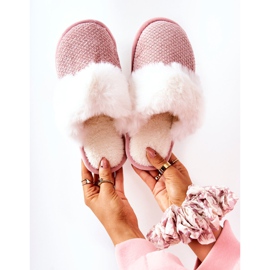Pantuflas Calientes Con Piel Flamarina Rosa beige rosado 1