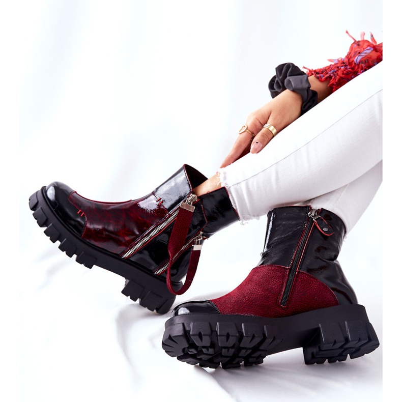 Botas Maciejka de piel Negro-Claret 05137-33 burdeos 1