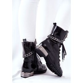 Botas de cuero Workers On Heel Laura Messi Negra 2209 negro 2