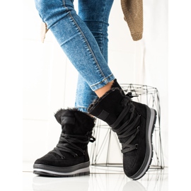 TRENDI Botas para la nieve de ante negras negro 2