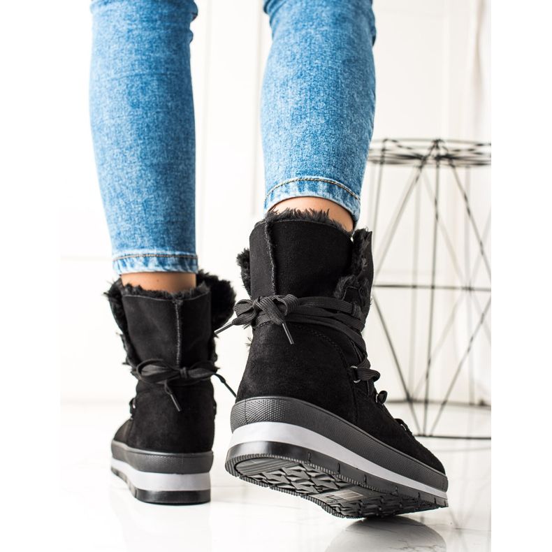 TRENDI Botas para la nieve de ante negras negro 1