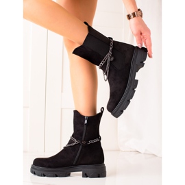 Bestelle Botas de gamuza de moda con cadena. negro 2 Bestelle Botas de gamuza de moda con cadena. negro 2