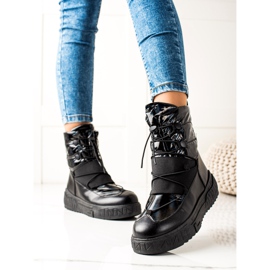 TRENDI Cómodas botas de nieve en la plataforma negro 3