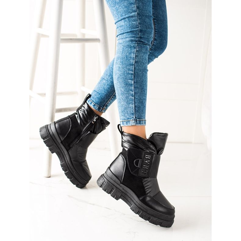 TRENDI Botas de nieve cálidas con velcro negro 1 TRENDI Botas de nieve cálidas con velcro negro 1