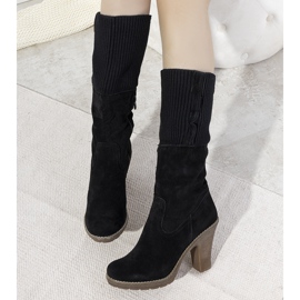 Botas de tacón alto de ante negro 9A0956 2
