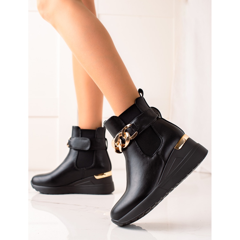 Groto Gogo Botas de cuña de moda negro 1 Groto Gogo Botas de cuña de moda negro 1