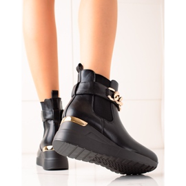 Groto Gogo Botas de cuña de moda negro 3