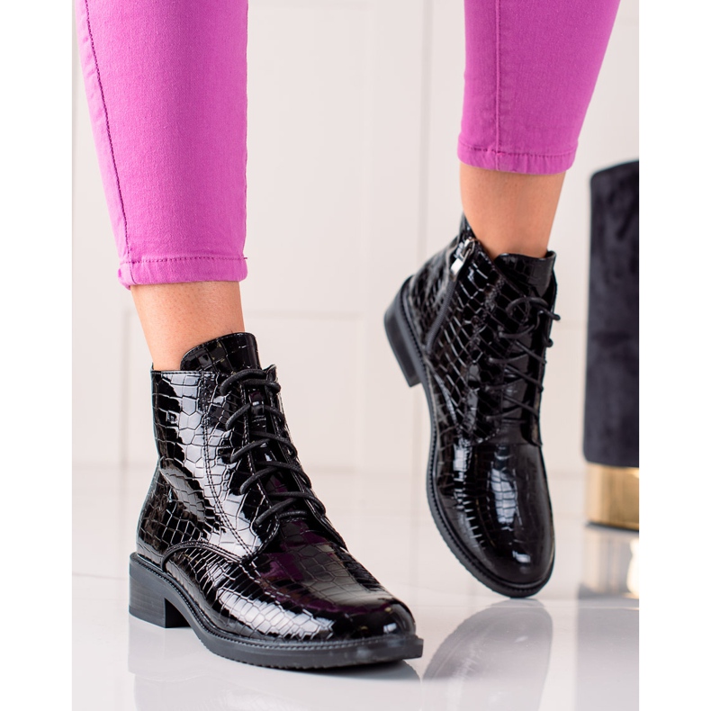 TRENDI Botas elegantes con cordones negro 1 TRENDI Botas elegantes con cordones negro 1