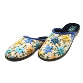 Pantuflas de Mujer con Flores Adanex 26743 Beige-Azul 3