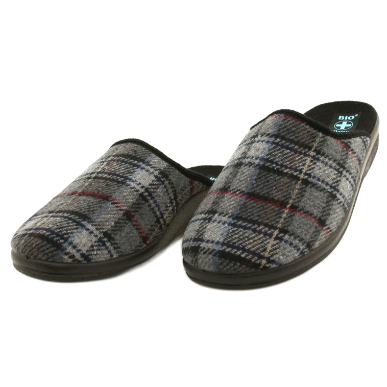 Pantuflas Hombre Tartán Adanex 24162 negro gris 2