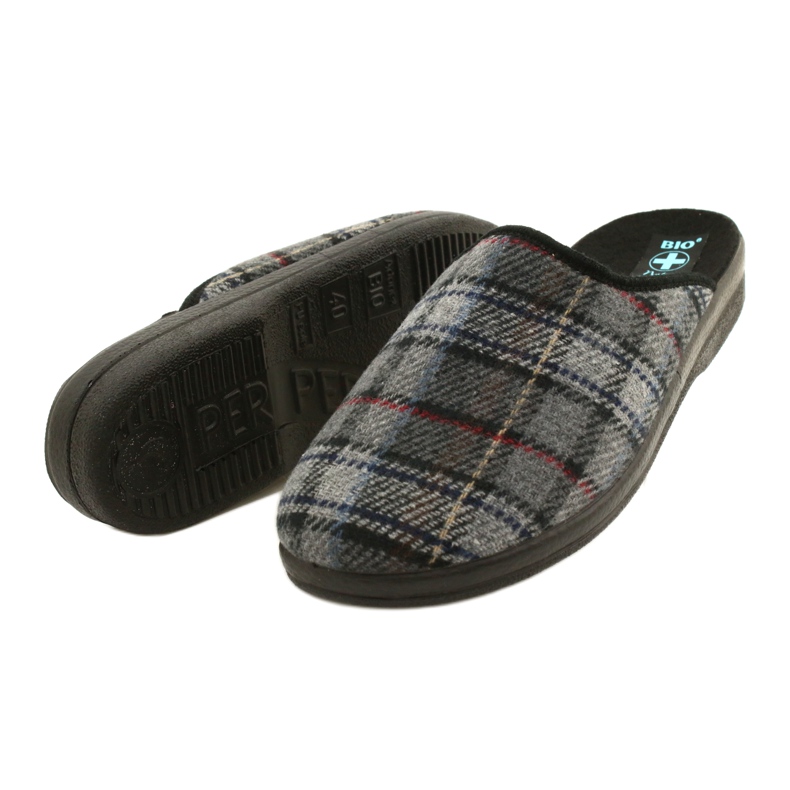 Pantuflas Hombre Tartán Adanex 24162 negro gris 3