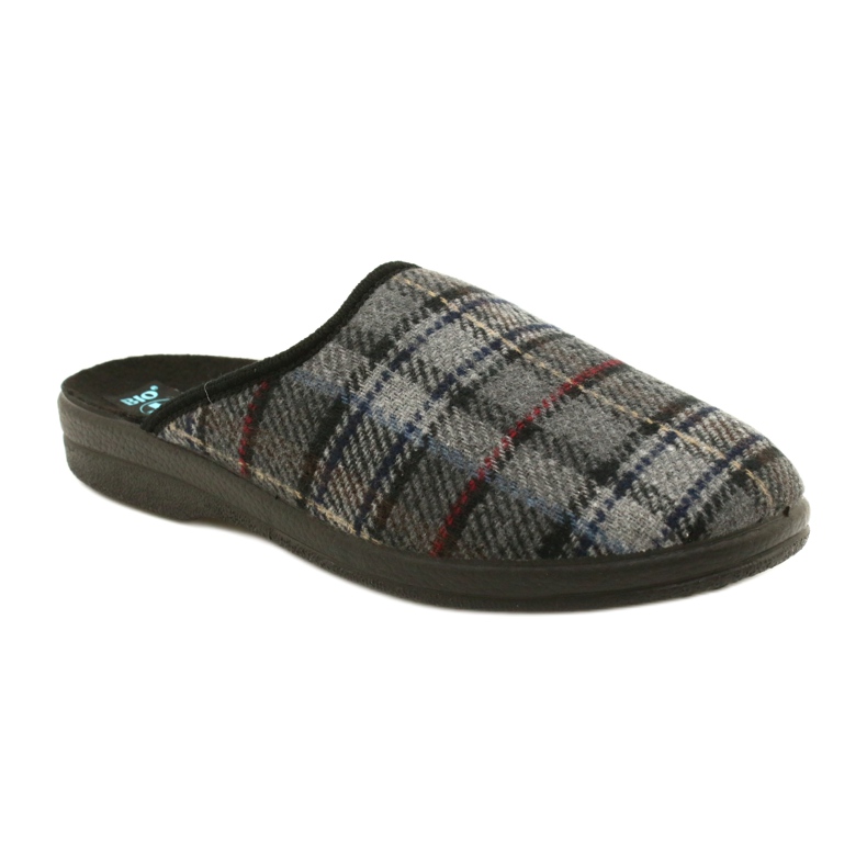 Pantuflas Hombre Tartán Adanex 24162 negro gris 1