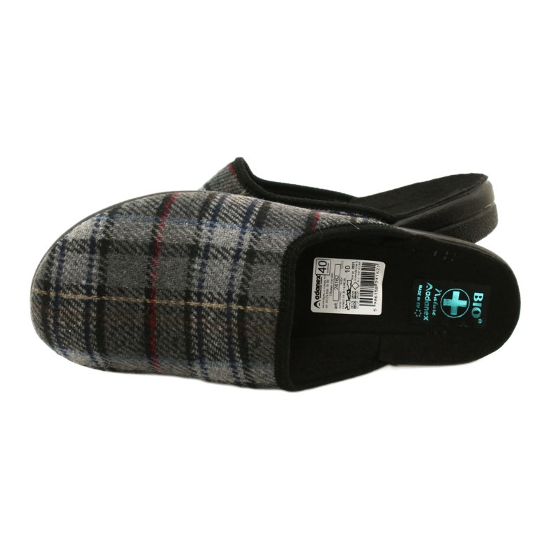Pantuflas Hombre Tartán Adanex 24162 negro gris 4