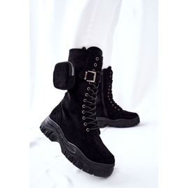 Botas de ante en la plataforma con riñonera Issanti negra negro 3