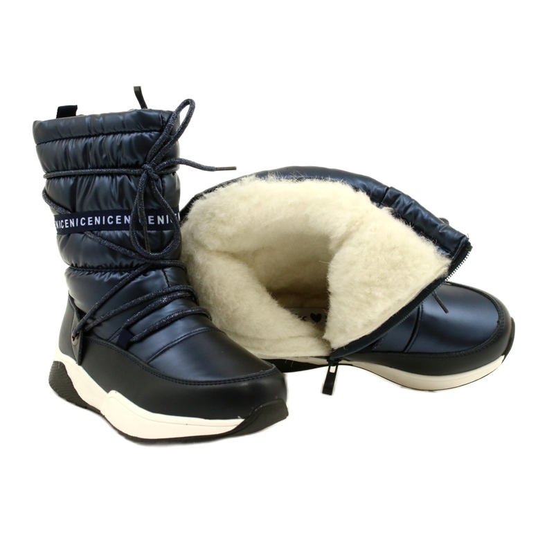Botas de nieve para niños Miss Evento Waterproof 21DZ23-4325 negro azul marino 4