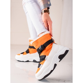 TRENDI Botas de nieve deportivas blanco naranja 1