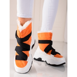 TRENDI Botas de nieve deportivas blanco naranja 3