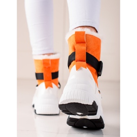 TRENDI Botas de nieve deportivas blanco naranja 2