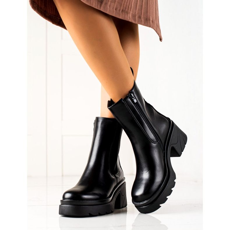 TRENDI Botas en plataforma beige negro 1