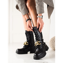 Seastar Botas altas, moda trapper negro 2