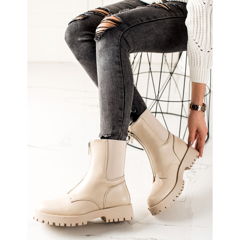 TRENDI Botas abrigadas con cremallera beige 2 TRENDI Botas abrigadas con cremallera beige 2
