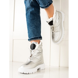 TRENDI Botas de nieve plateadas brillantes plata 1