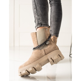 Goodin Botas abrigadas con cadenas beige 1