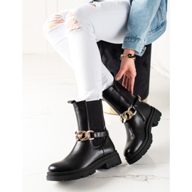 TRENDI Botas altas con cadena negro 3