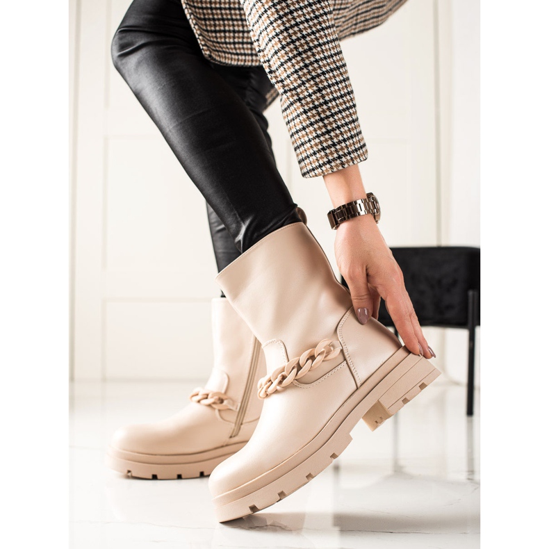 TRENDI botas de plataforma de moda beige 1