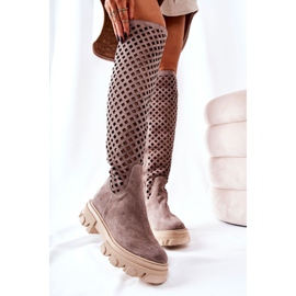 PA2 Botas de ante calado marrón claro Kallede beige 2