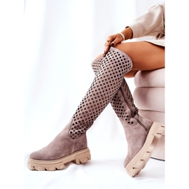 PA2 Botas de ante calado marrón claro Kallede beige 6