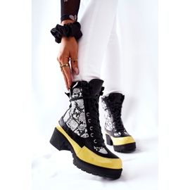 Botas de Piel de Serpiente Meridiah Negra y Amarilla blanco negro amarillo 5