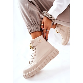 Zapatillas altas en plataforma Standies beige dorado 1