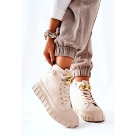 Zapatillas altas en plataforma Standies beige dorado 2