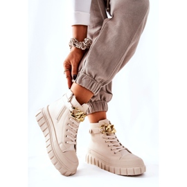 Zapatillas altas en plataforma Standies beige dorado 3