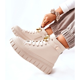 Zapatillas altas en plataforma Standies beige dorado 5