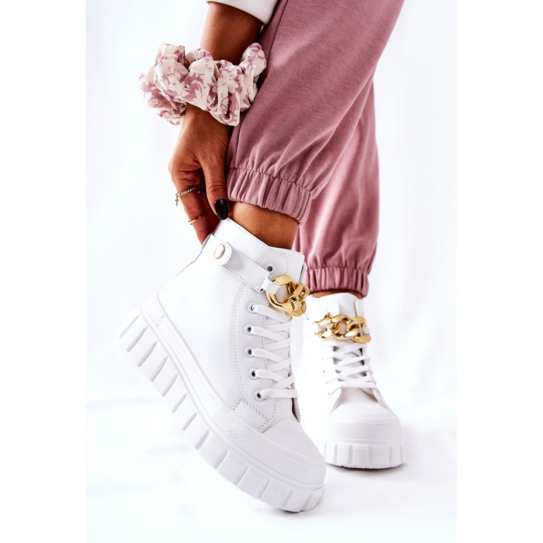 Zapatillas altas en la plataforma White Standies blanco dorado 2