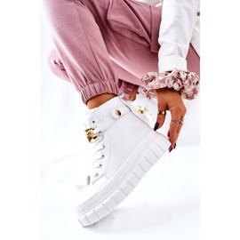 Zapatillas altas en la plataforma White Standies blanco dorado 4