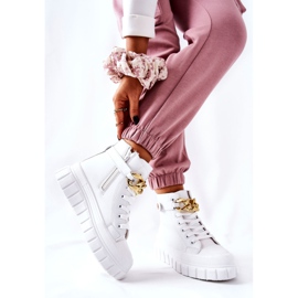 Zapatillas altas en la plataforma White Standies blanco dorado 3